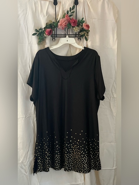 Swimsuits For All Other - Black Short Sleeve Swim Tunic with Gold Dot Hem size 26-28 NWOT
